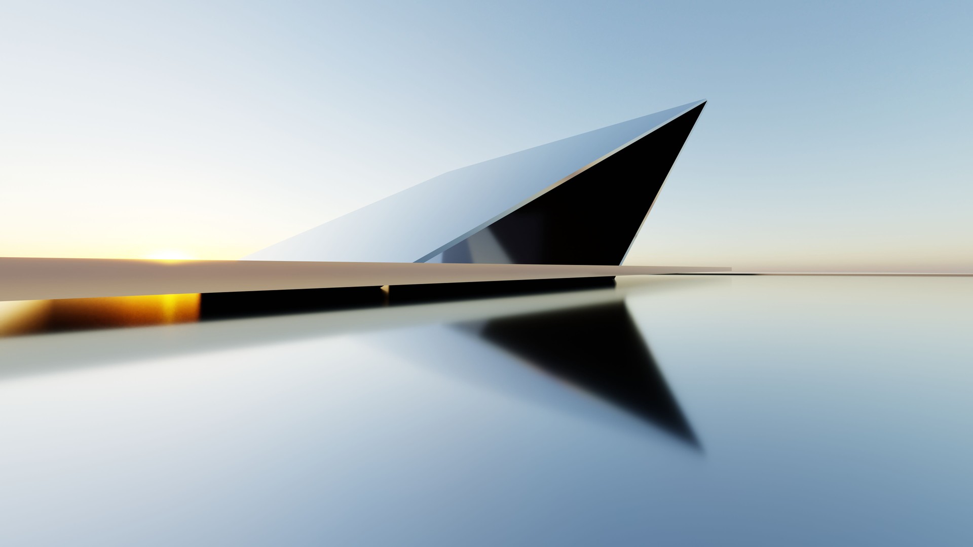 3d illustration of abstract minimal architecture background, geometric architectural with chrome or metallic arch design